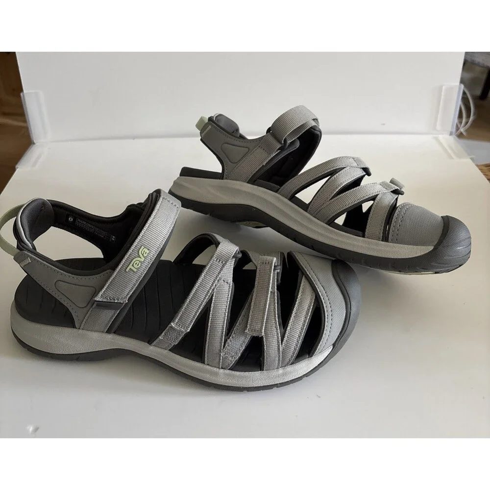 Teva Tirra Sport Closed Toe Sandals Women 9 (40) Gray Snappy Hiking Water EUC